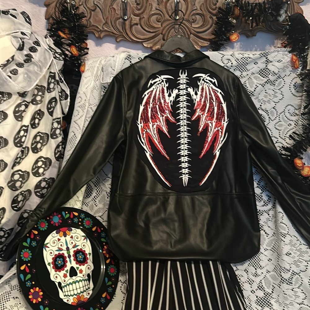 #124 Faux leather hand beaded jacket - Picture 9 of 16